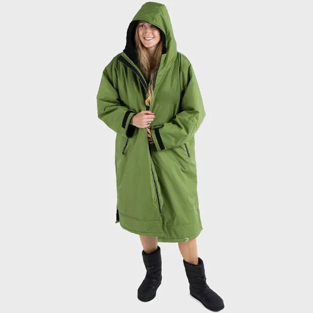 Warm Waterproof Swim Parka Oversized Hooded Robe Sherpa Liner Swimming Coat Dry Robe Surf One Size Poncho