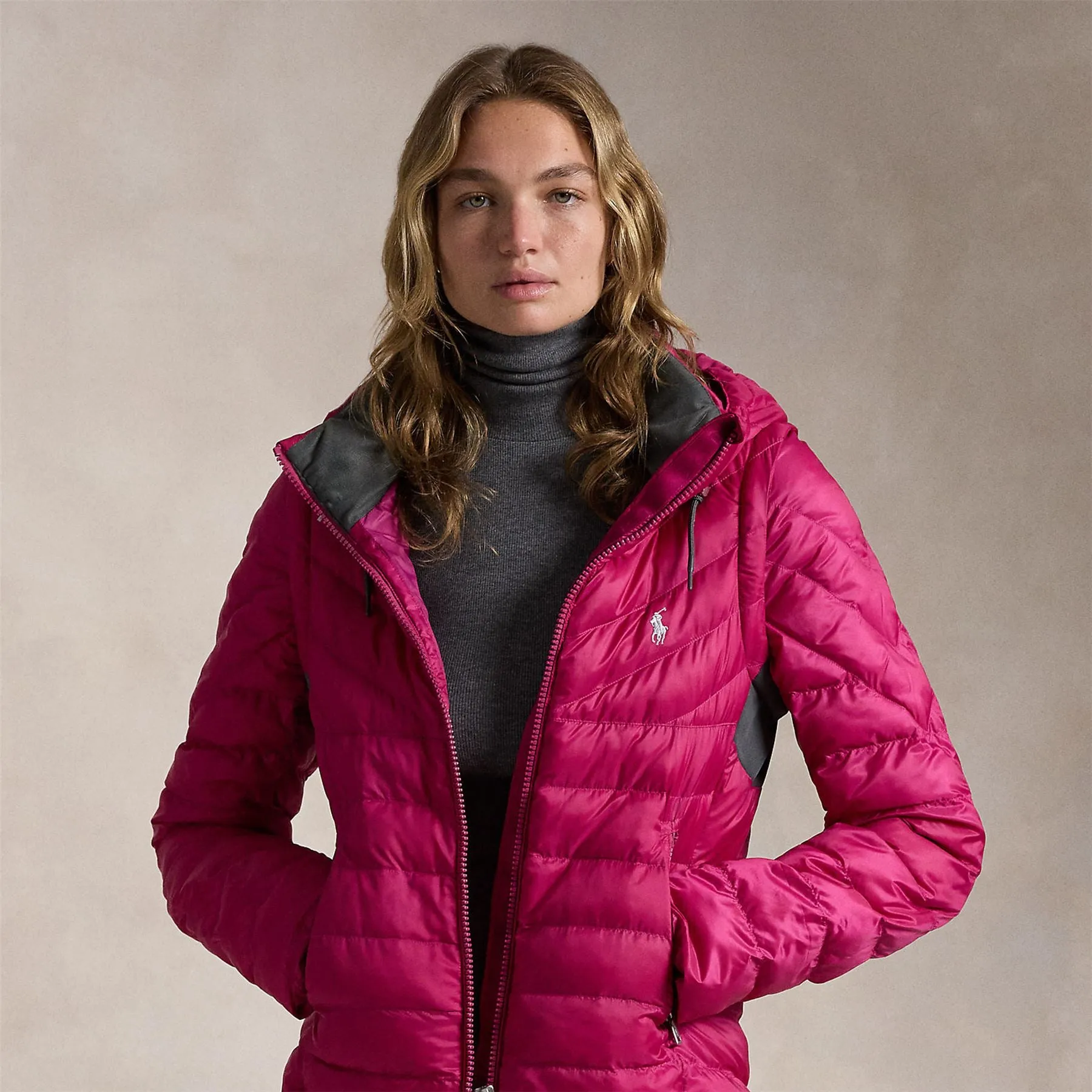 Womens RLX Ripstop Full Zip Windbreaker Fuchsia Berry - AW24