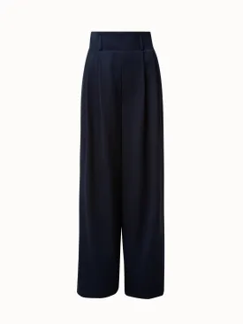 Wool Gabardine High Waist Wide Leg Pants