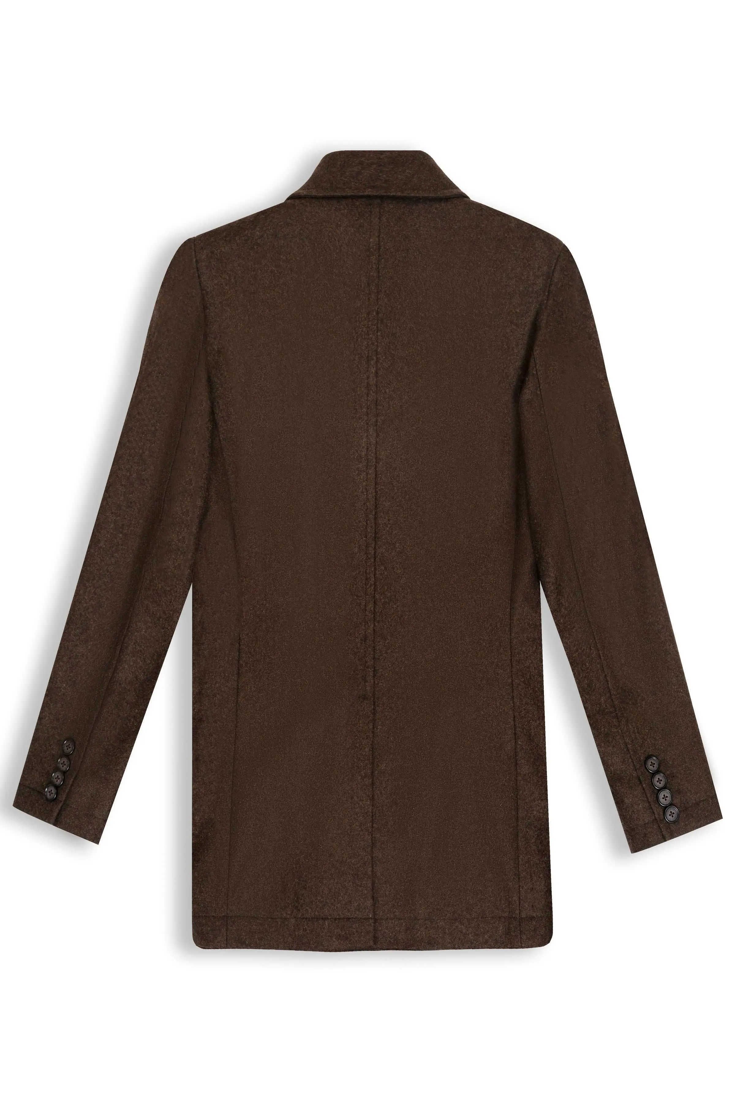 WOOLEN LONG COAT DOUBLE BREASTED  DARK BROWN